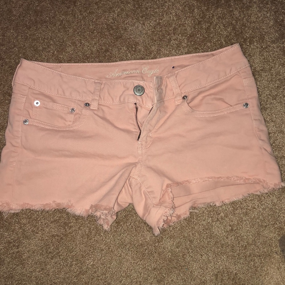 Pink denim shorts